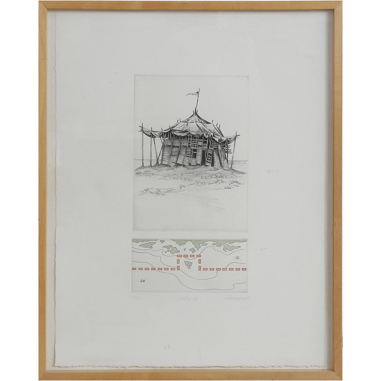 ÅKE JOHANSSON “BORDER VI” ETCHING, 25/50, SIGNED.