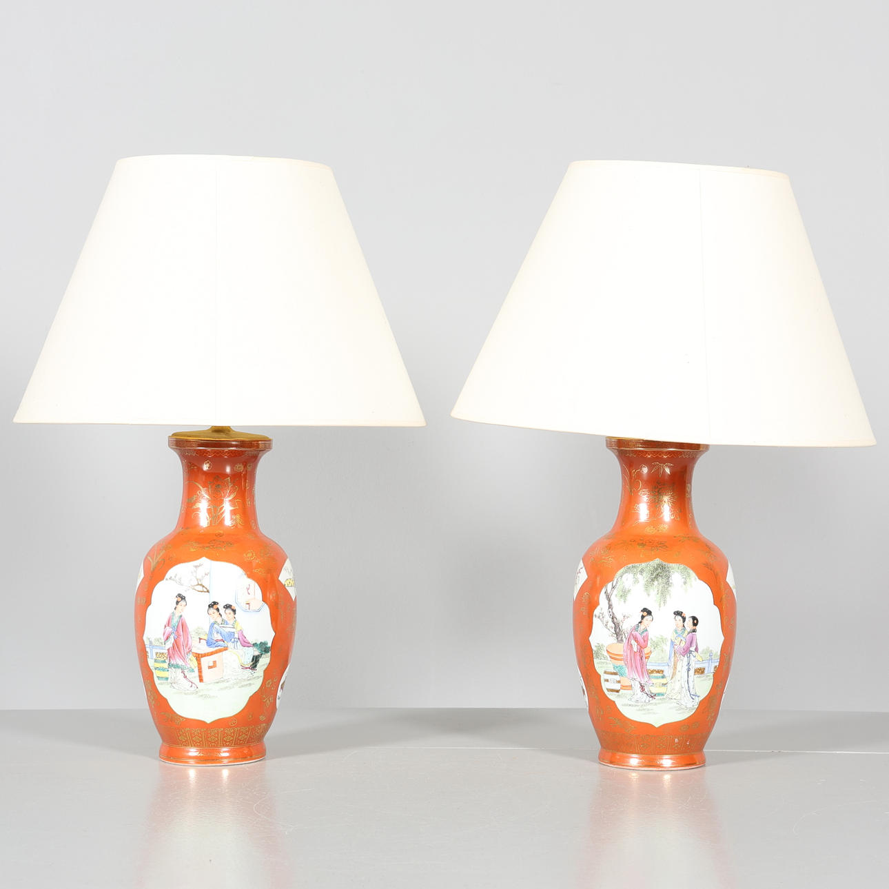 BORDSLAMPOR, 1 par, porslin, Kina.