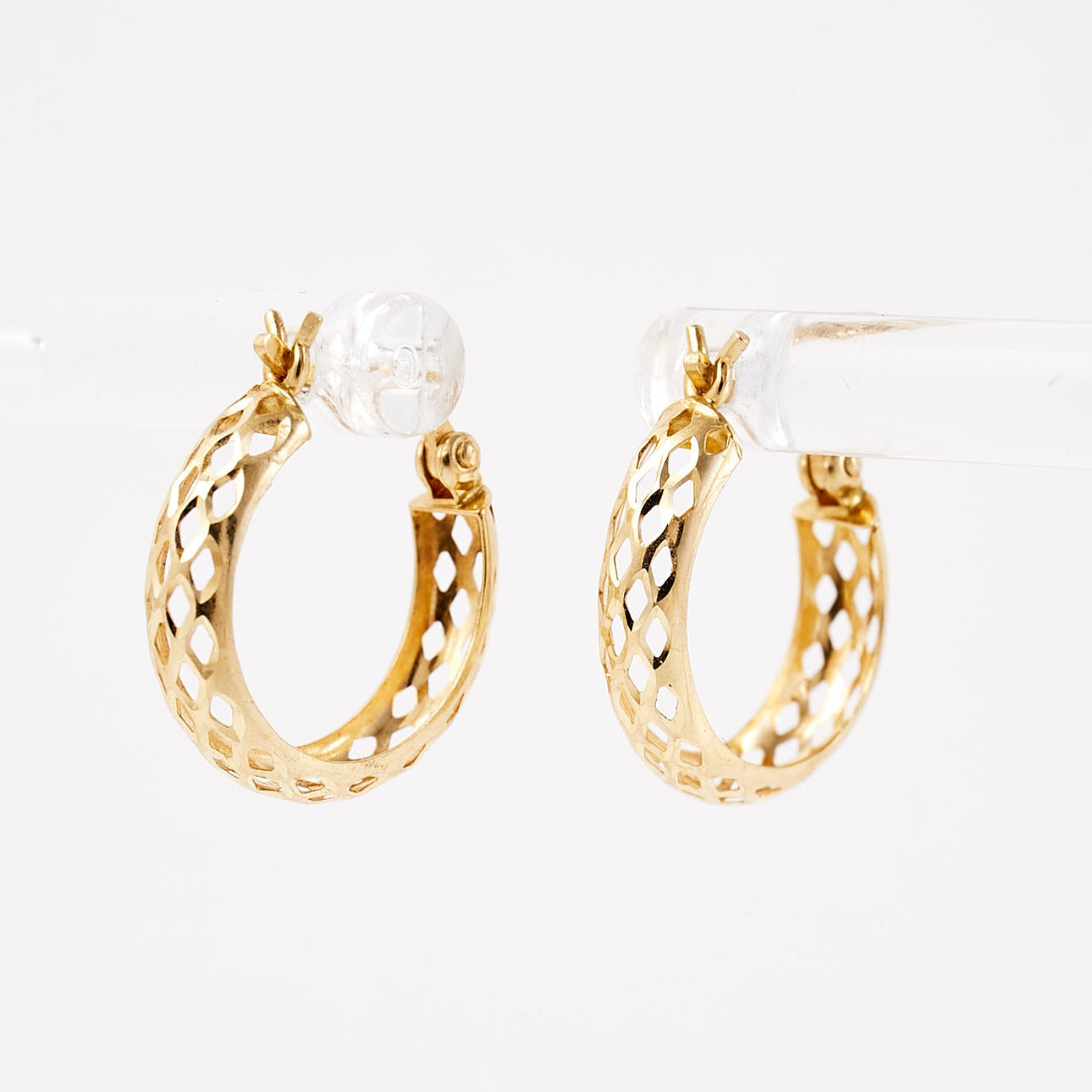 EARRINGS, 1 pair, rings, marked GHA 750.