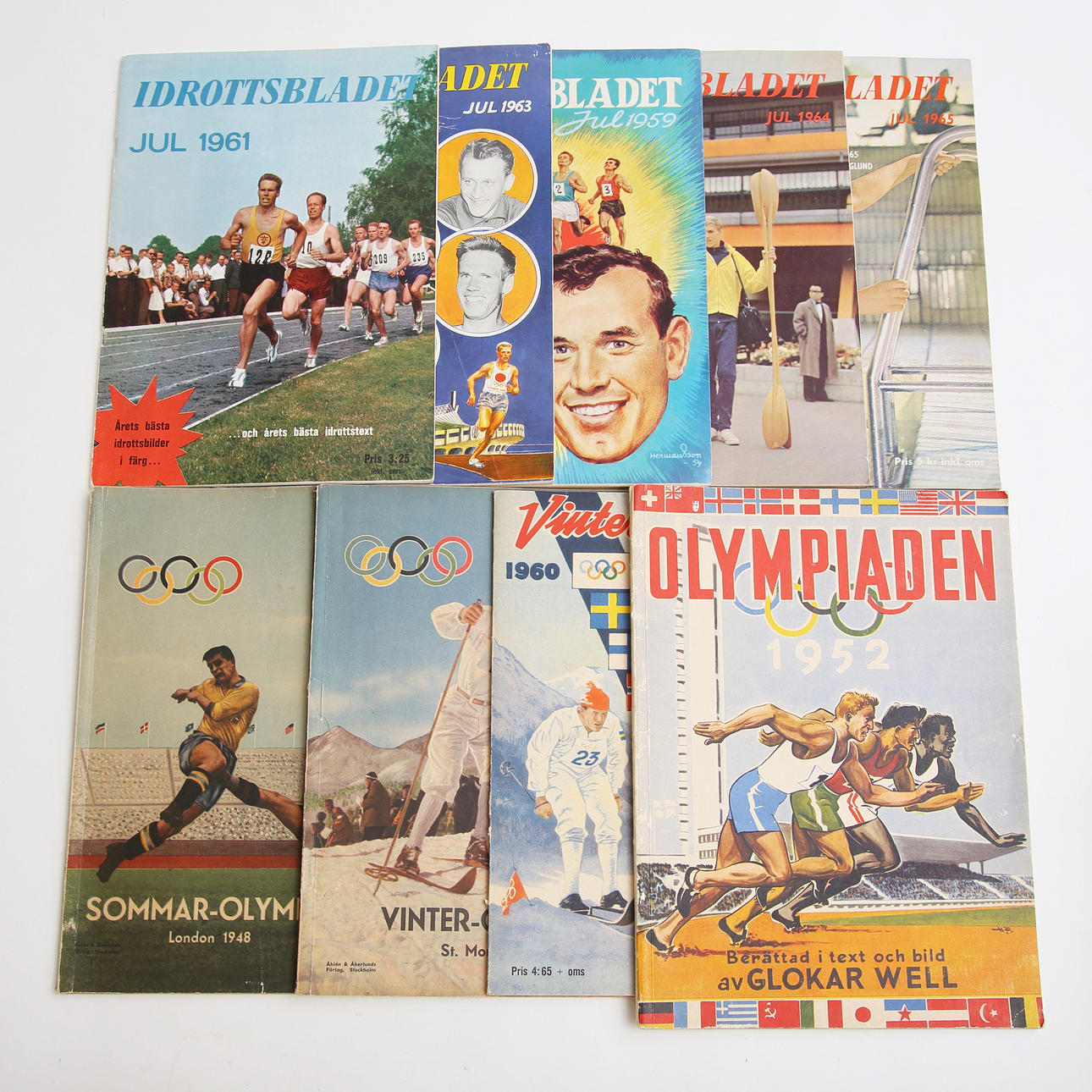 9 magazines, Olympia and Idrottsbladet, 1940-60's.