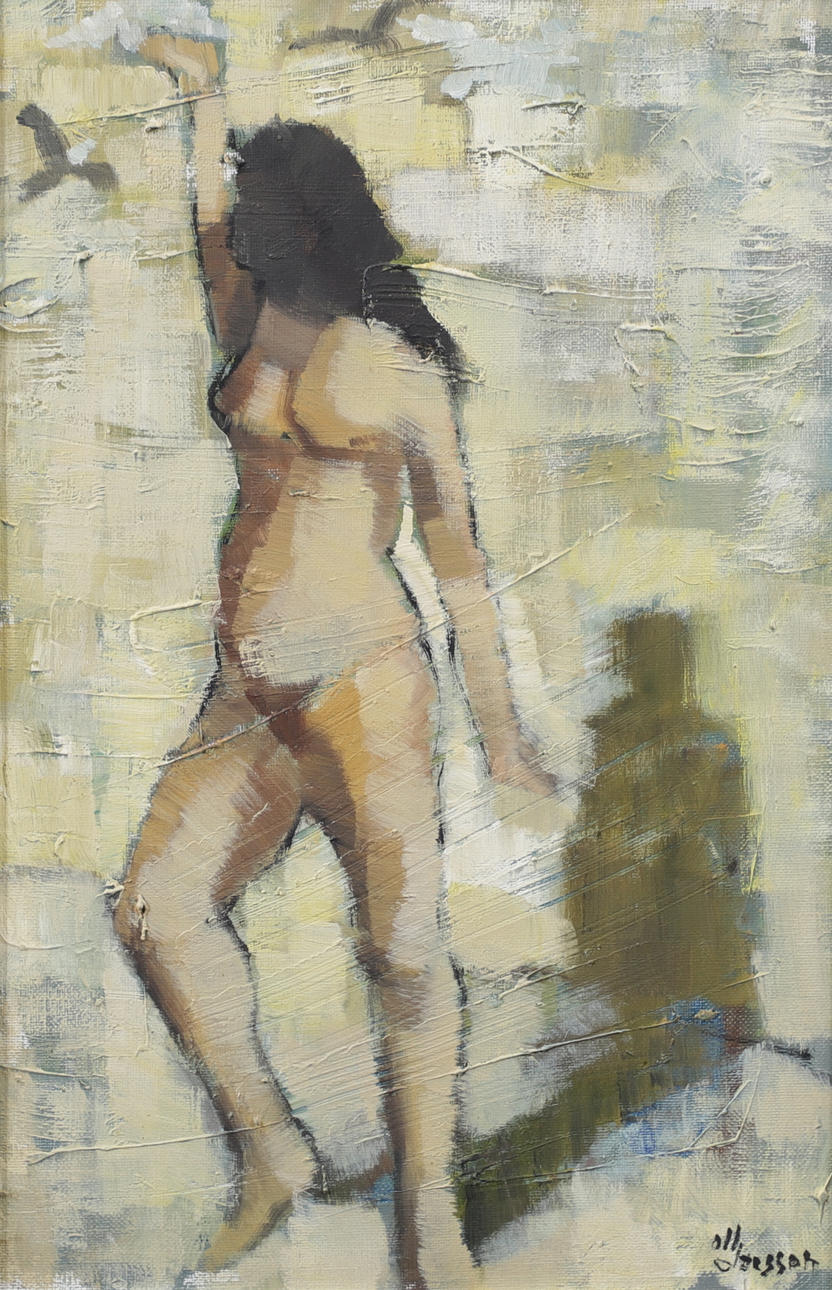 OLLE LARSSON. Nude study, oil on canvas, signed.
