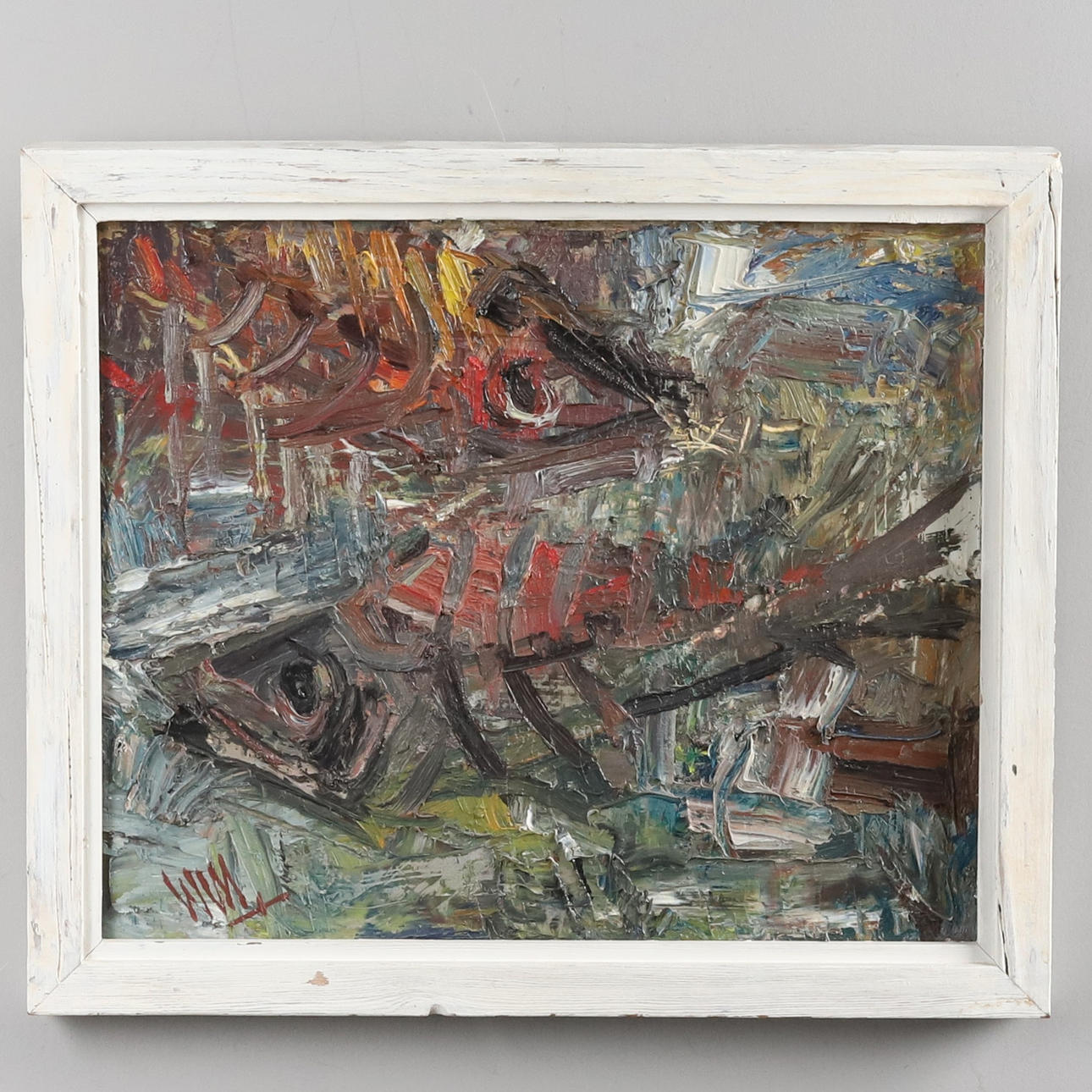 OWE WESSBOHN. Oil on panel, “Fish bone”, monogram signed.