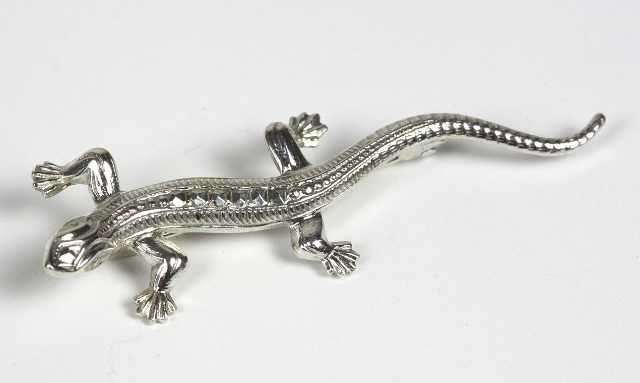 BROSCH, salamander, silver 835, omkring 1920.