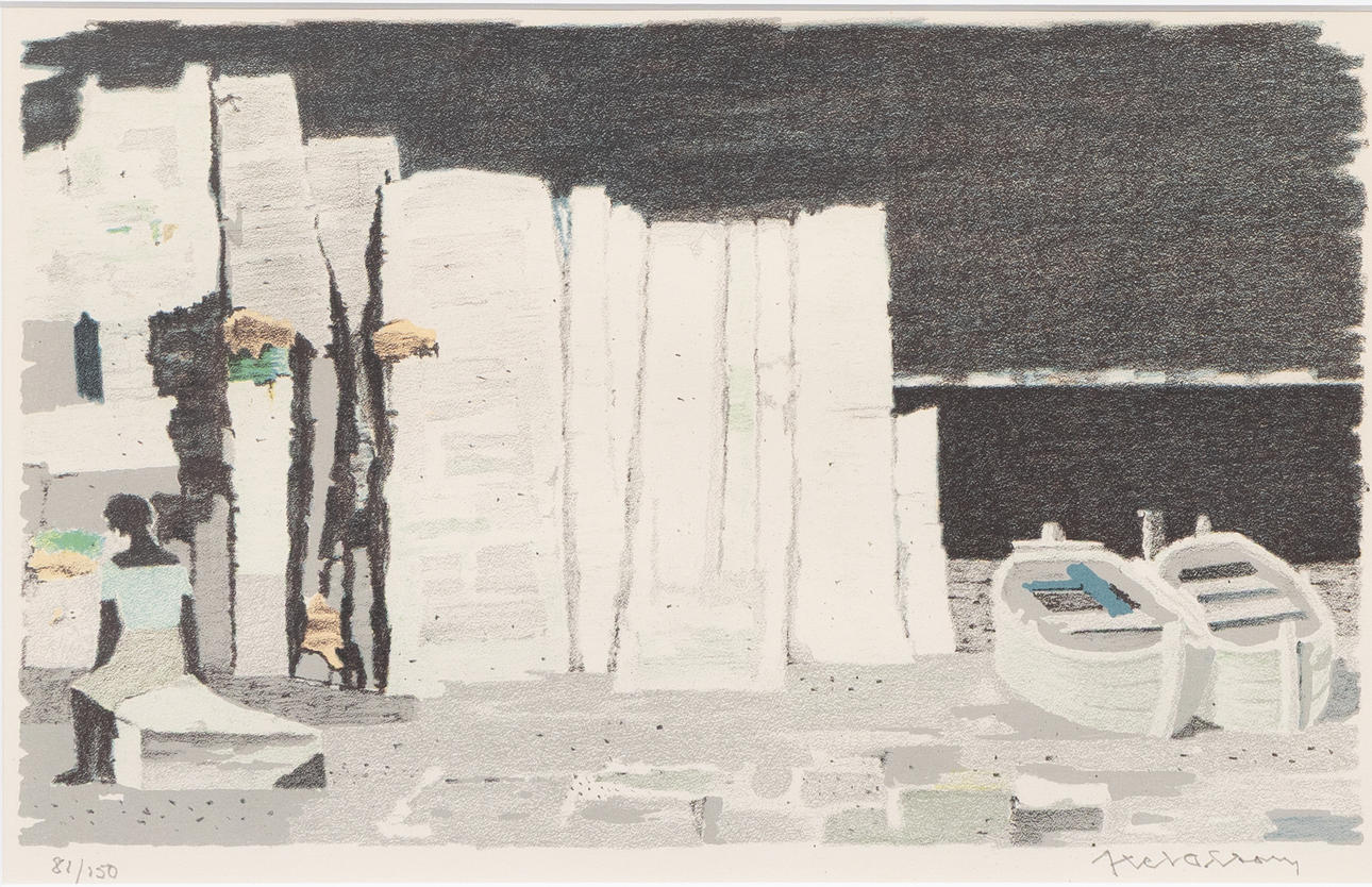 AXEL OLSON. Strandmotiv, lithograph no 81/150, signed.