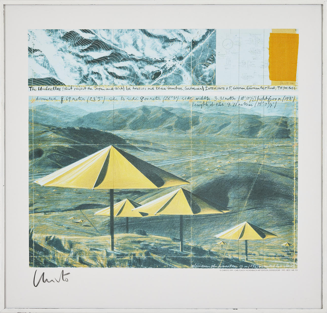 CHRISTO & JEANNE-CLAUDE. The Umbrellas, color offset with collage.