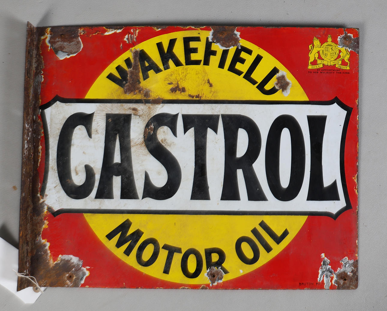 A CASTROL WAKEFIELD MOTOR OIL DOUBLE SIDED ENAMEL SIGN. Collectables ...