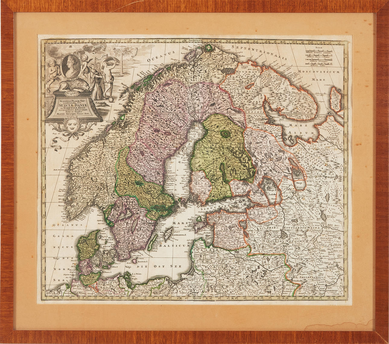 KARTA ÖVER SKANDINAVIEN. Matthäus Seutter. 1700-talets första hälft ...