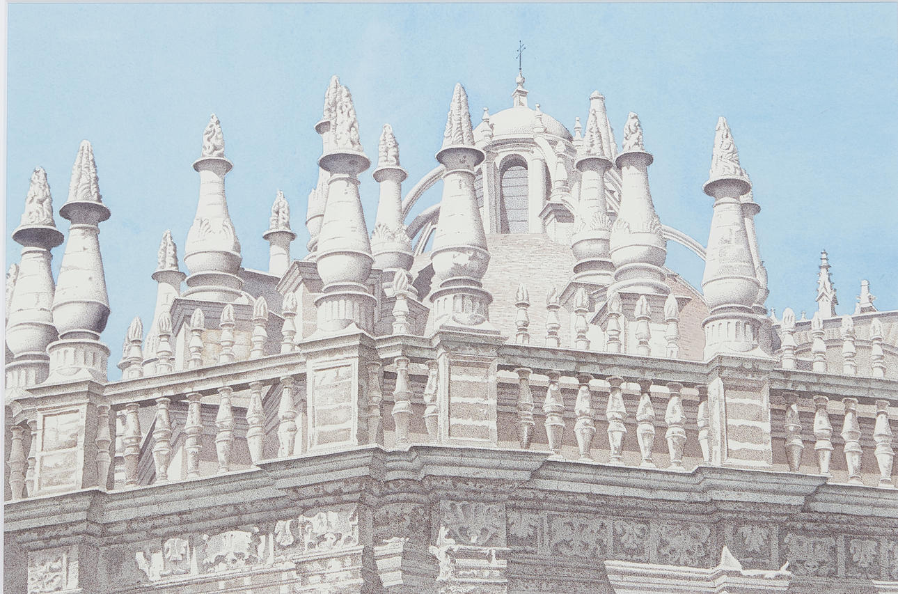 LOTHAR BRAUN (1931). Baroque roof, mixed media.