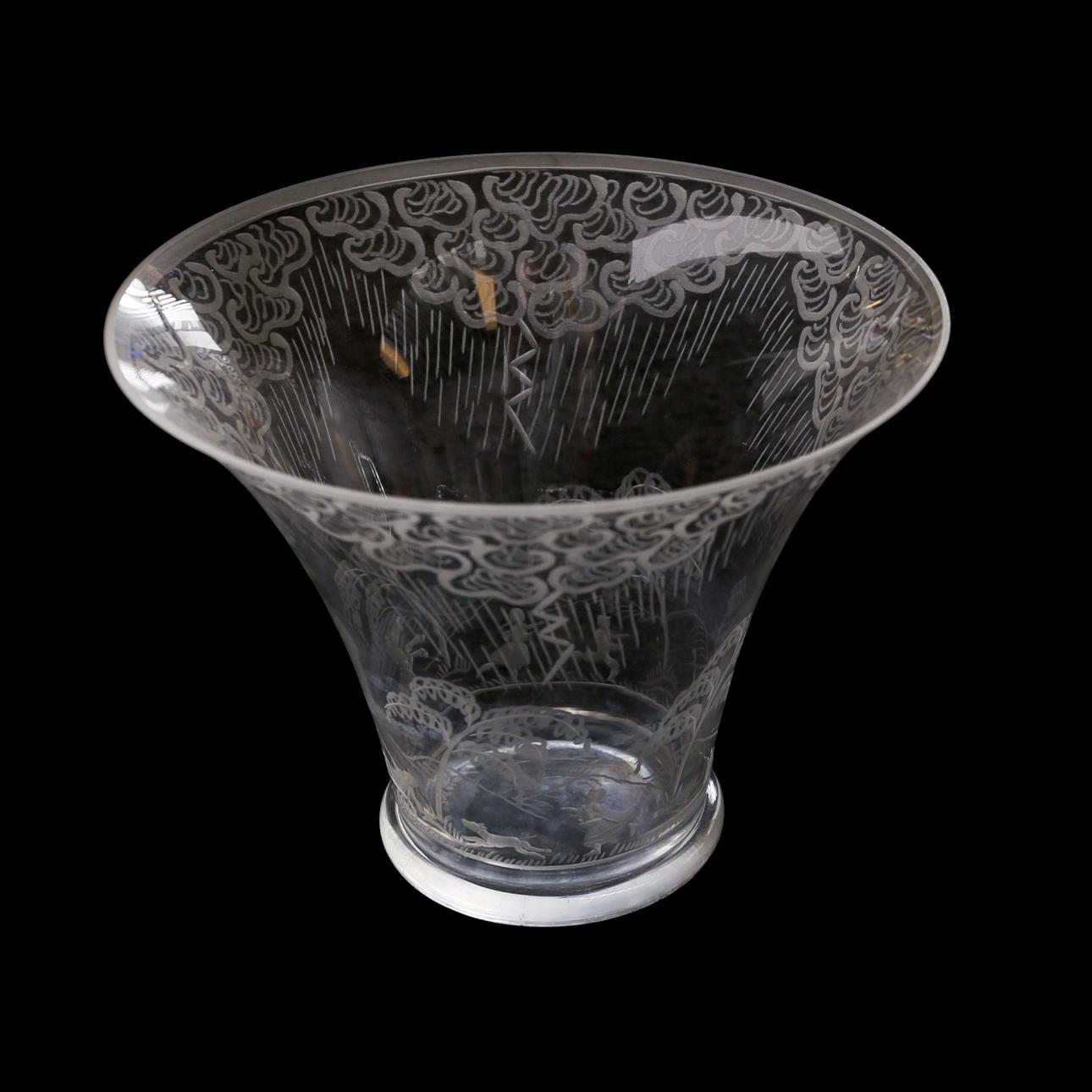 EDWARD HALD. Bowl, “Thunderstorm”, signed Orrefors.