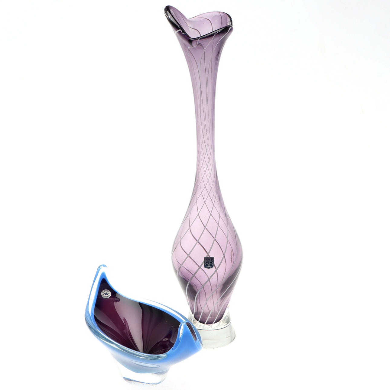 A glass vase & bowl, Sölvesborg & Reijmyre.