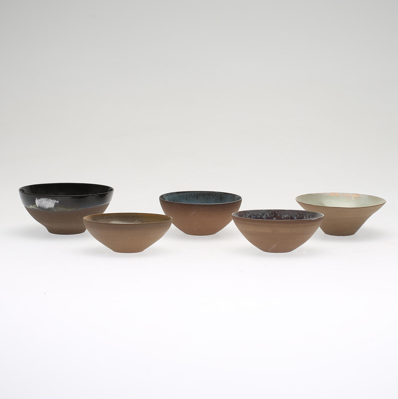 SKÅLAR, 5 st, stengods, Carl Harry Stålhane, Rörstrand.