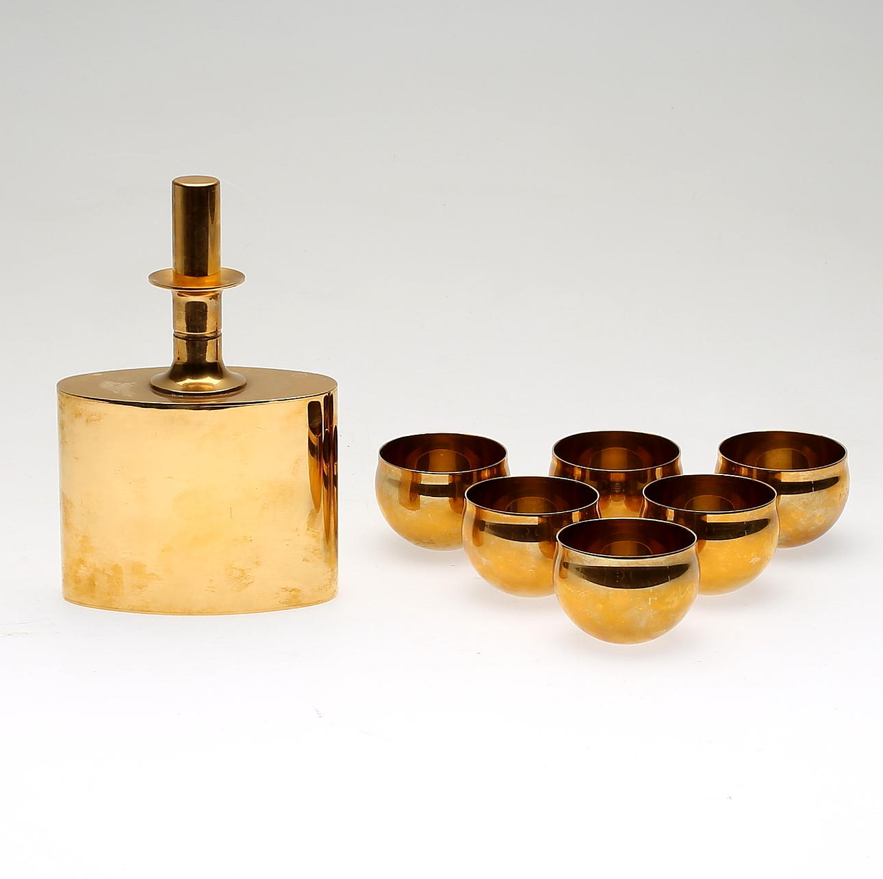 PLUNTA OCH SUPKOPPAR, 6 st, förgylld mässing, Pierre Forsell för Skultuna.