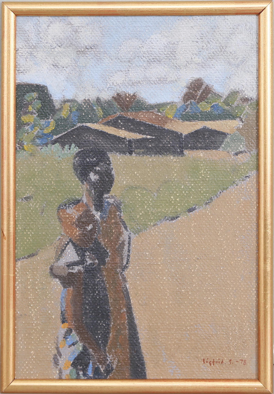 SIGFRID SÖDERGREN. Motiv från Afrika, olja på pannå, signerad och daterad -78.