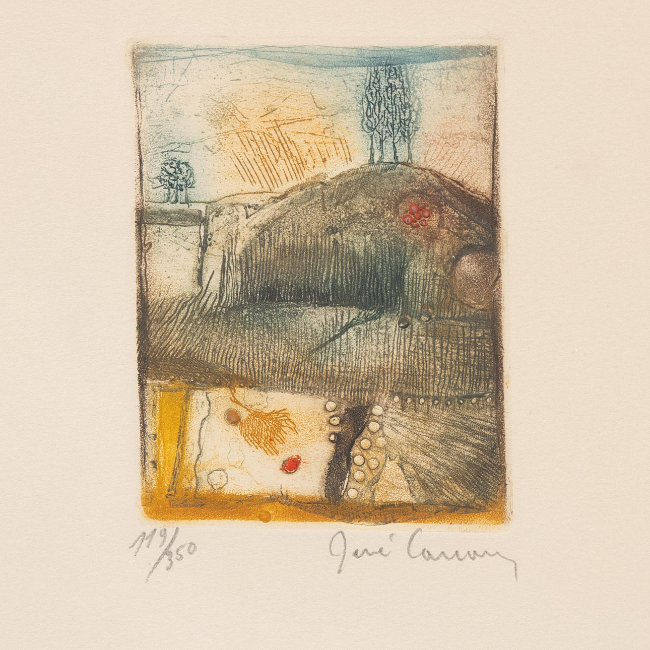 RENÉ CARCAN (BELGIEN, 1925-1993). Landscape, etching, signed and numbered.