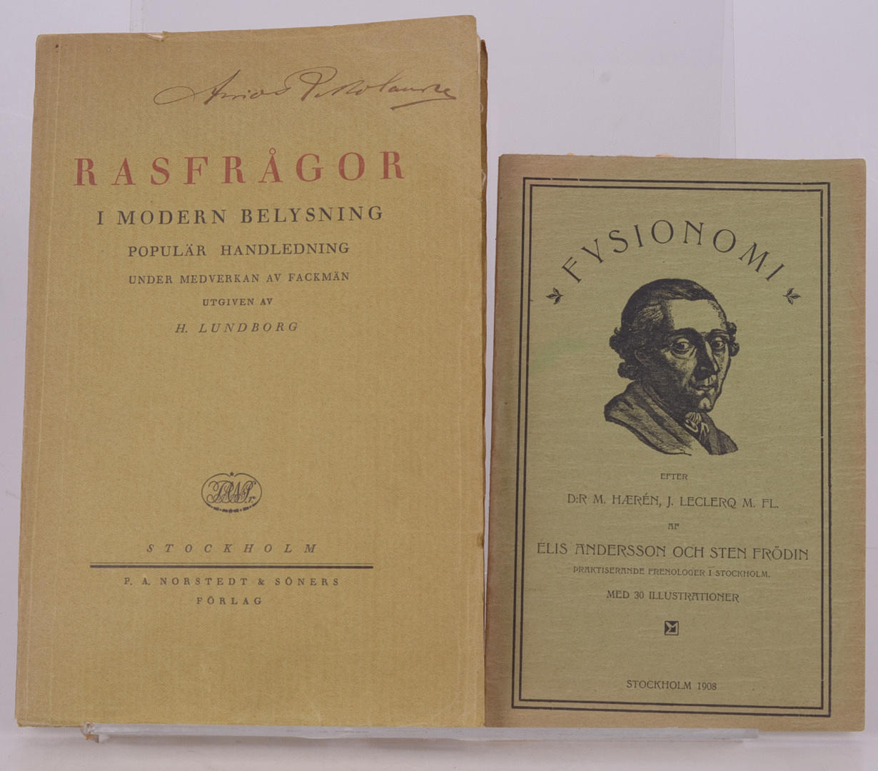 H LUNDBORG. Rasfrågor i modern belysning 1919 + fysionomi 1908.