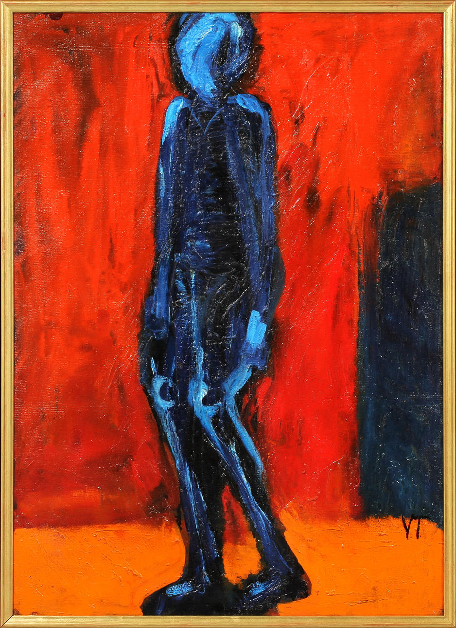 VIOLET TENGBERG. Figurkomposition, olja på duk, signerad.