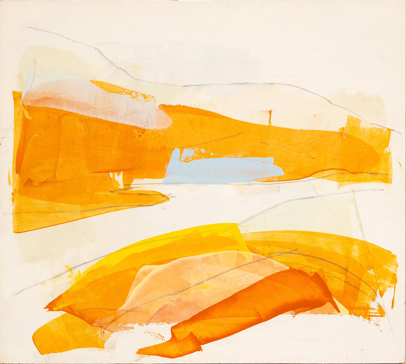 MARIA LAGER (1967-). “Svolver”, mixed media, signed, dated verso, 1999.