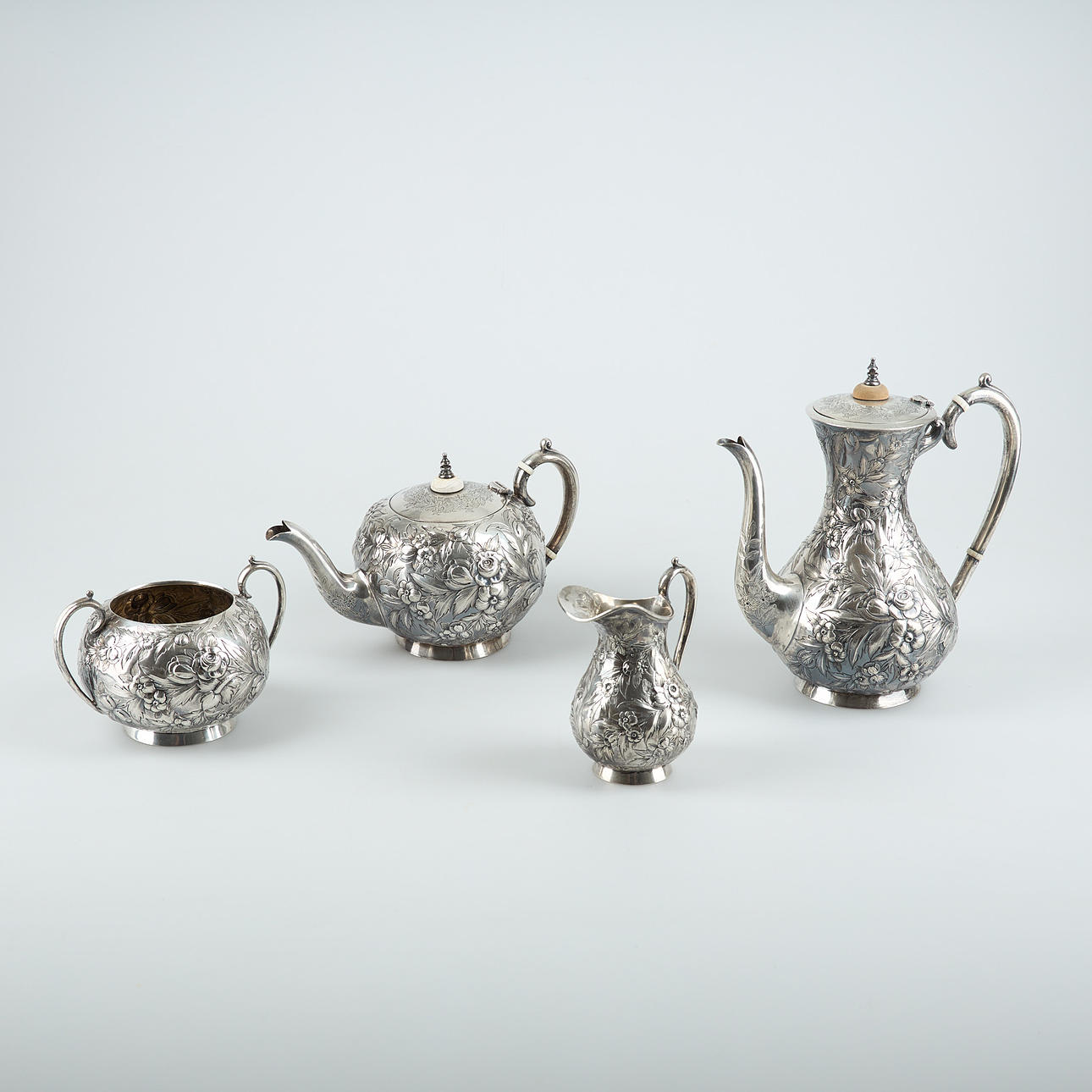 A 4-piece silver tea set, John Round & Son, Sheffield 1906.