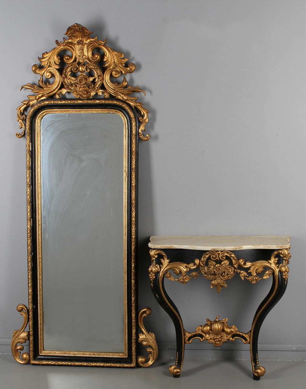 SPEGEL, med konsolbord, nyrokoko, 1800-tales slut.