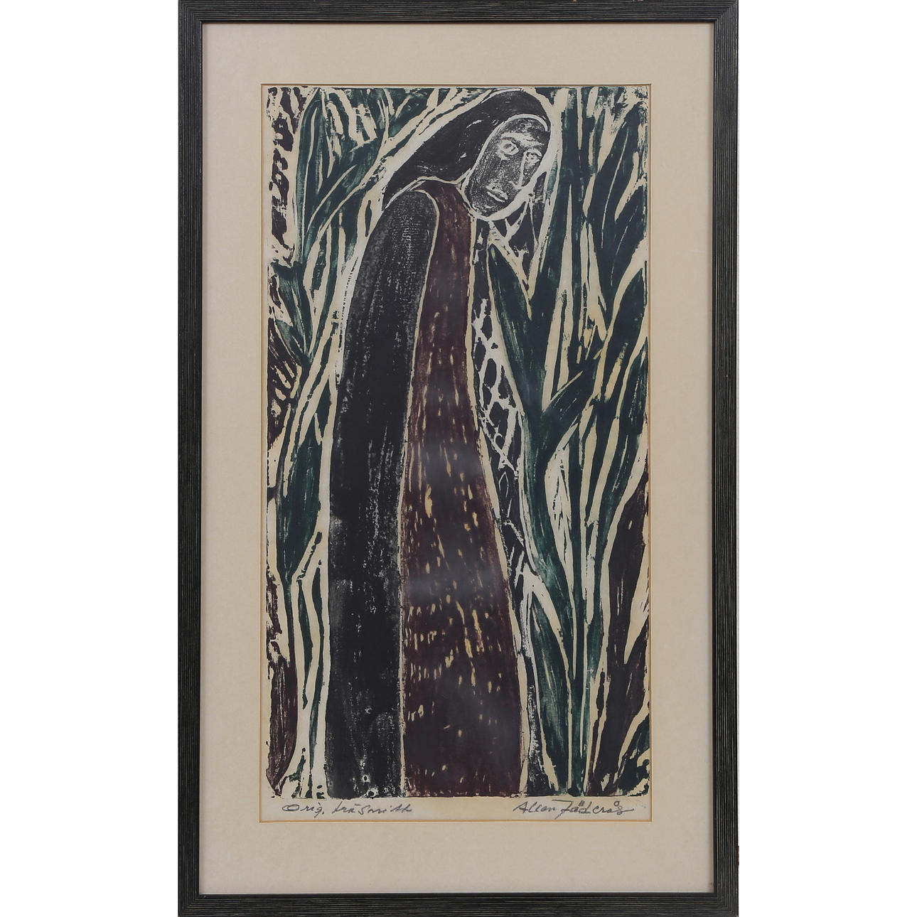 ALLAN JÄDERÅS. “GUMMA” WOODCUT, SIGNED.