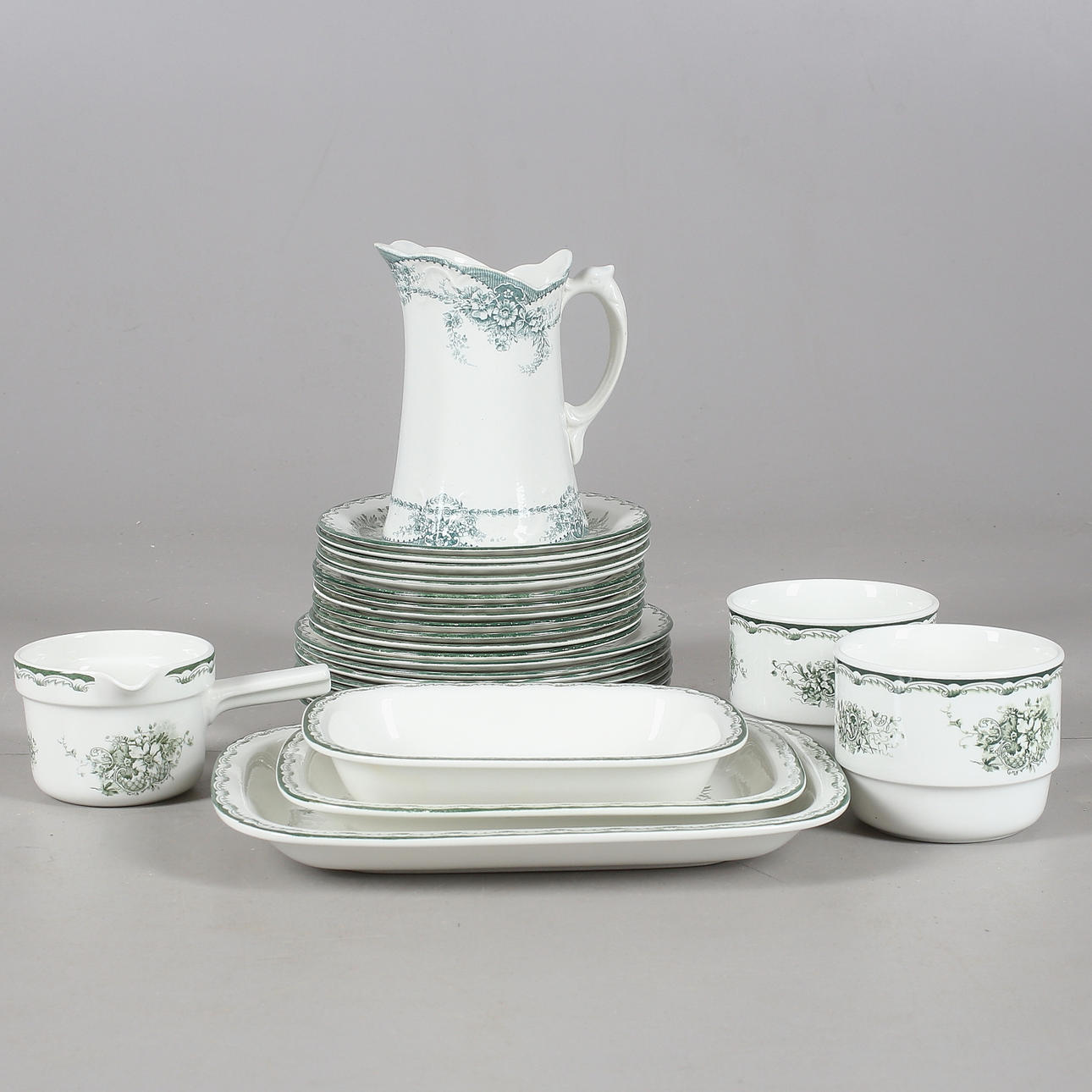 MATSERVIS, 27 delar, porslin, "Gröna Anna", Rörstrand, 1900-talets andra hälft.