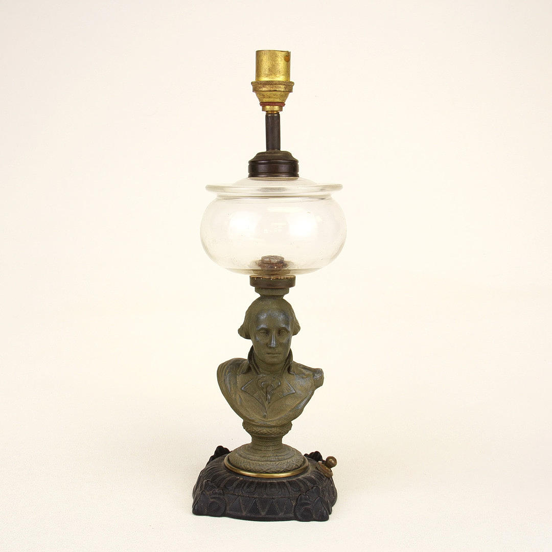 19TH C. AMERICAN CONVERTED OIL LAMP.