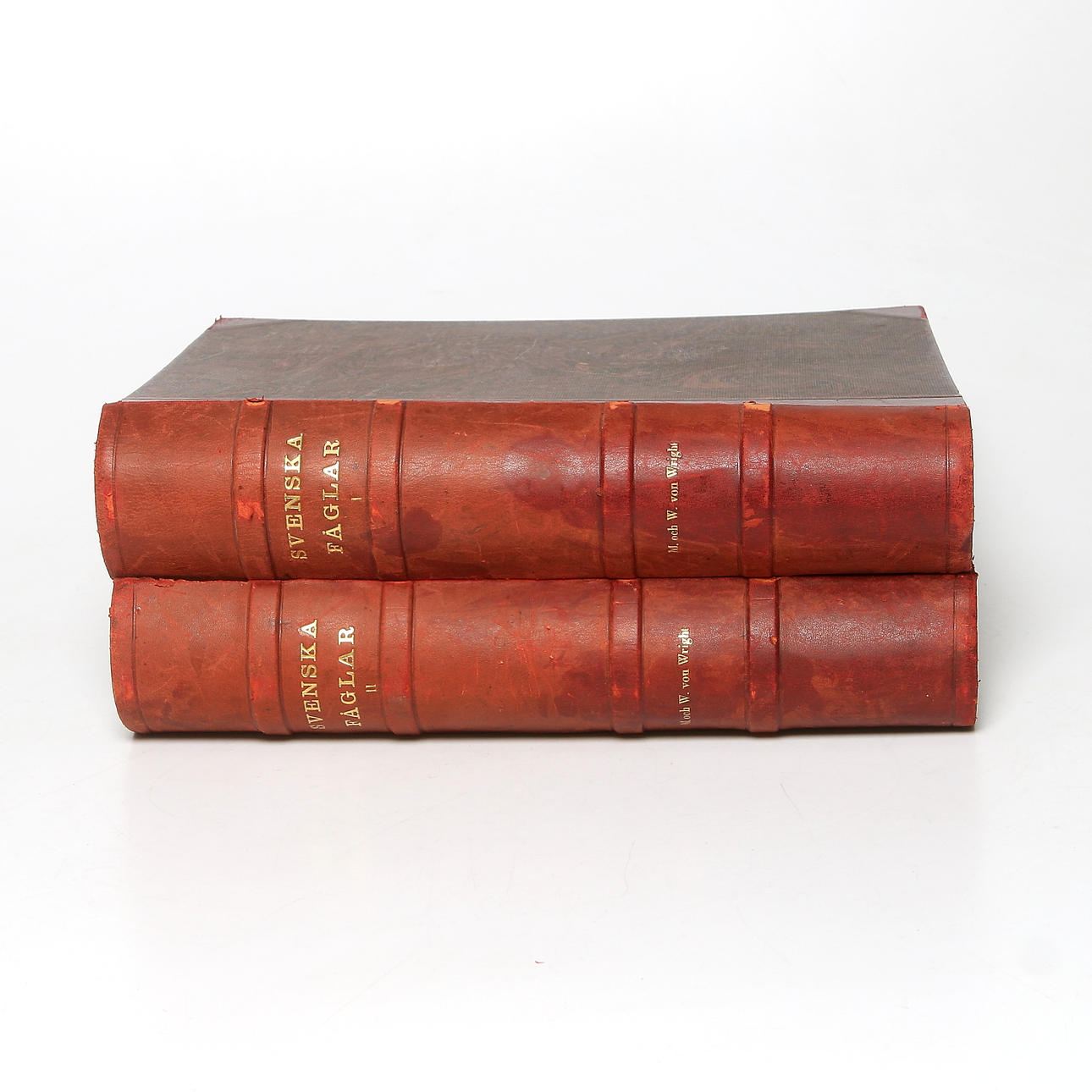 BOKVERK, 2 volymer, skinnband, Svenska Fåglar, M.W. & F. v Wright. Ivar Baarsen, Stockholm. 1924.