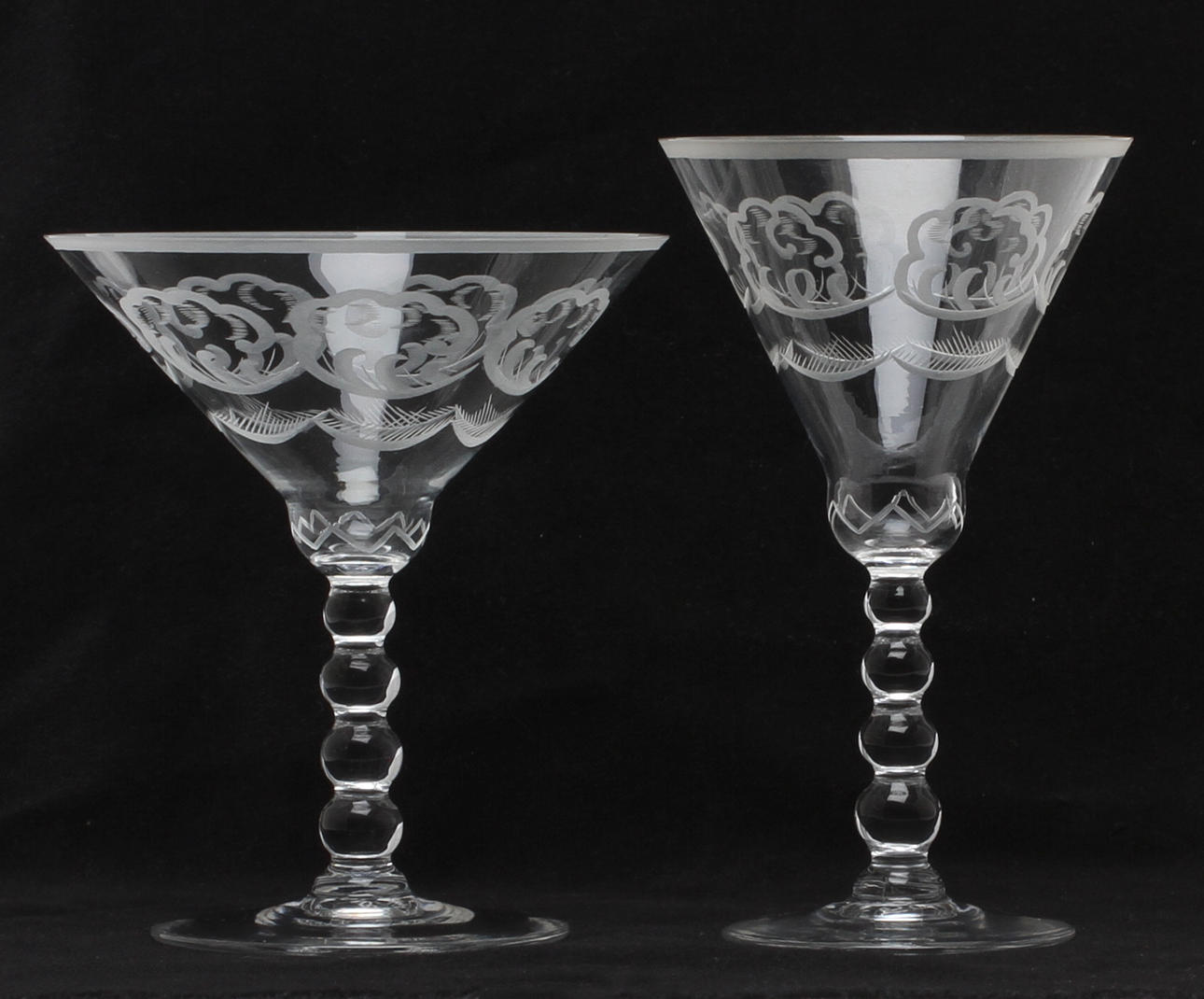 COCKTAILGLAS, 1 + 6 st, "Molnet" Simon Gate Orrefors, sign.