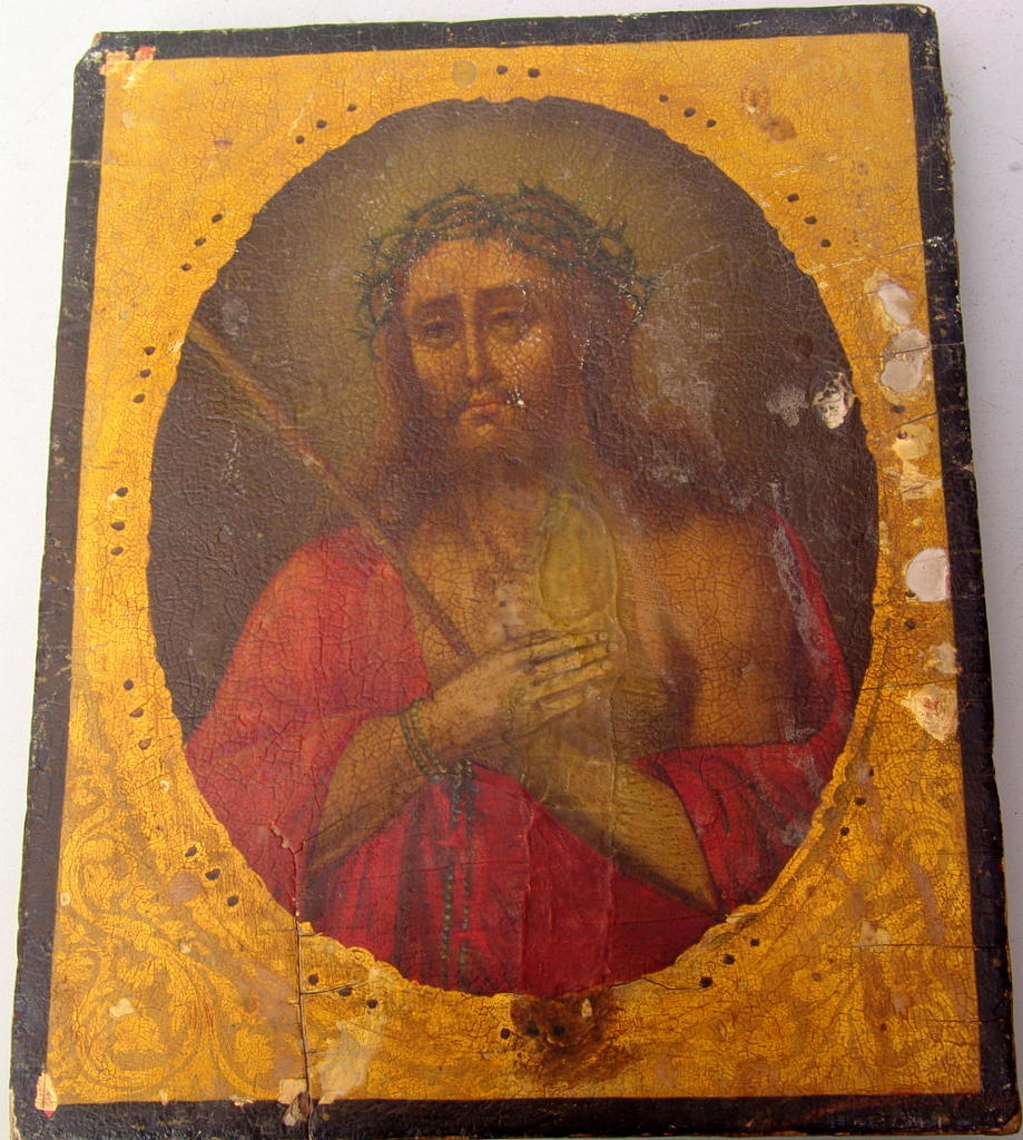 SÜDEUROPÄISCHER MEISTER. ikon/panelmålning, Kristus med törnekrona, Sydeuropeisk, 1800-tal.