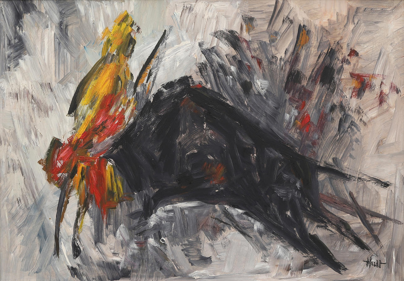 TORSTEN HULT. Bullfight, oil on panel, signed.