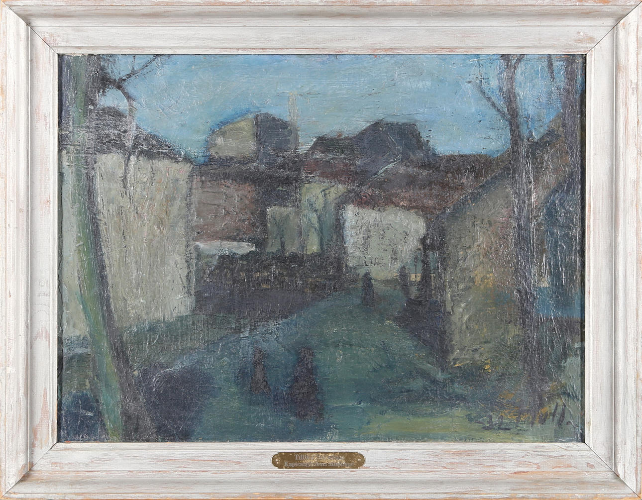 ROBERT HULL. Byggnader, olja på duk, signerad Hull och daterad 1932.