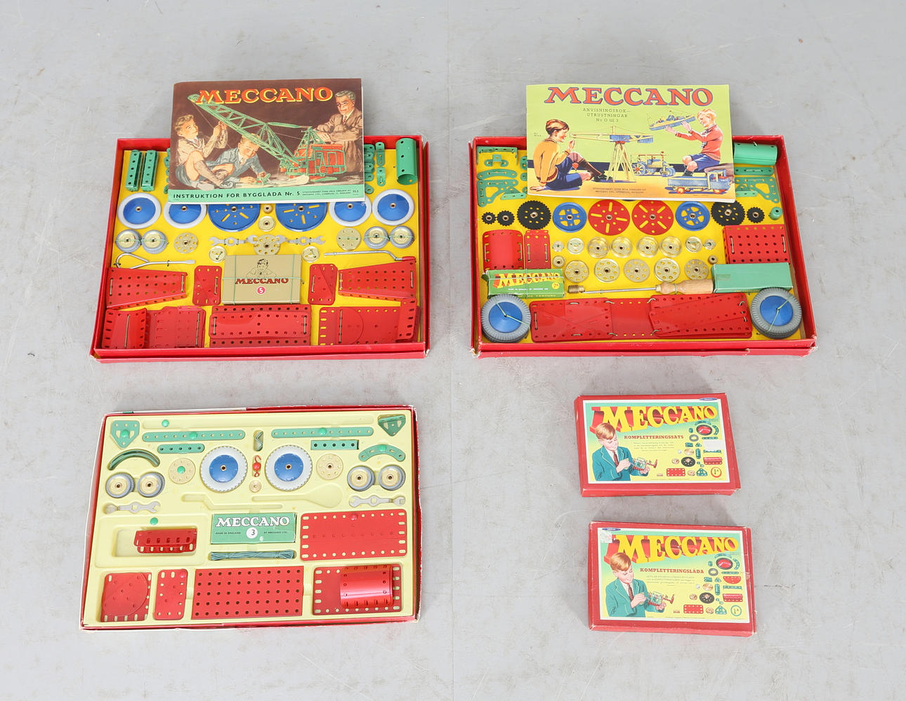 MECCANOLÅDOR, 5 stycken, 1960-tal.