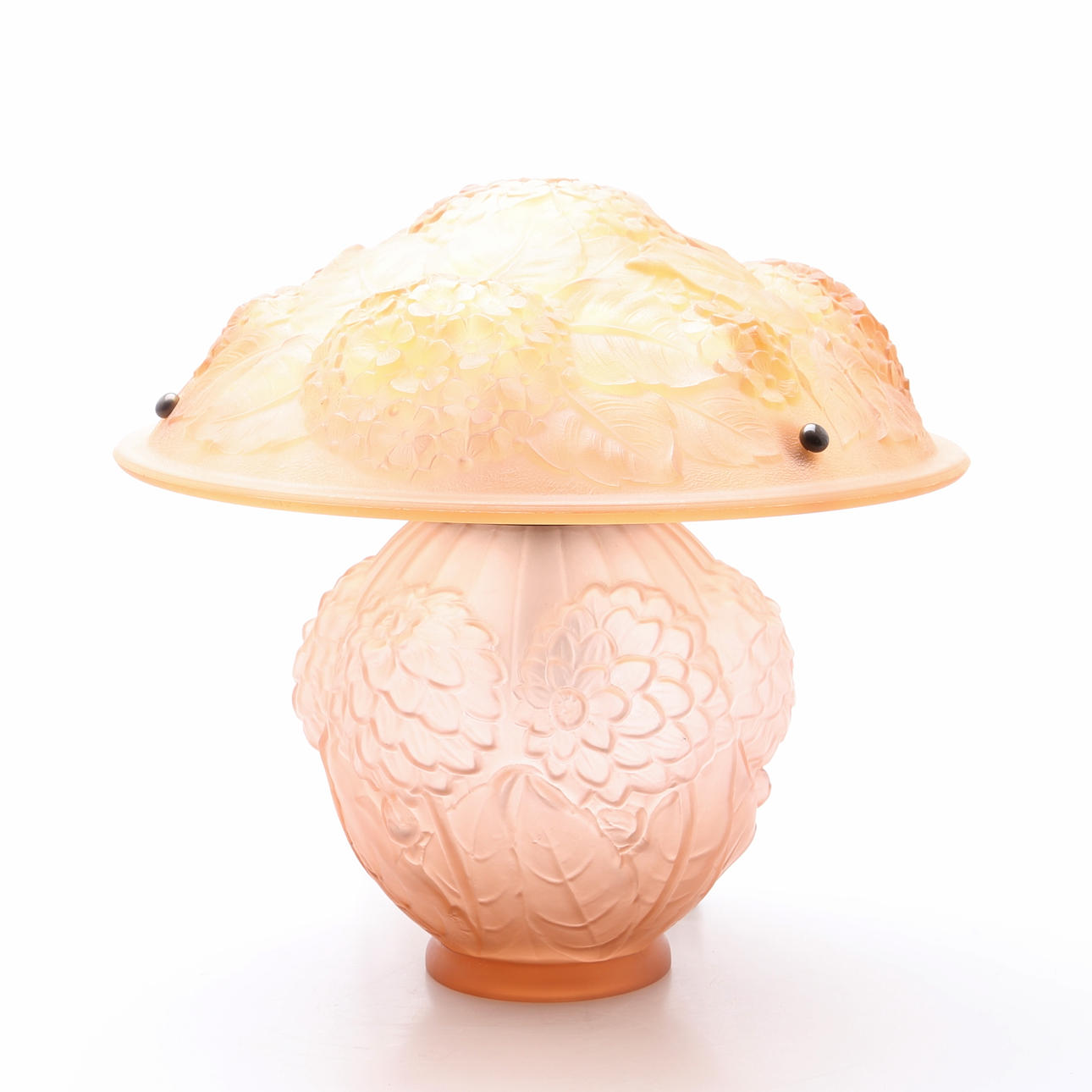 P DE CAGNY. Bordslampa i färgat glas, art deco, Frankrike, signerad P De Cagny.