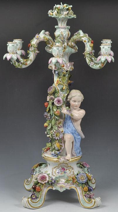 STOR BORDSLJUSKRONA, Meissen, 2. 1800-talets halva.