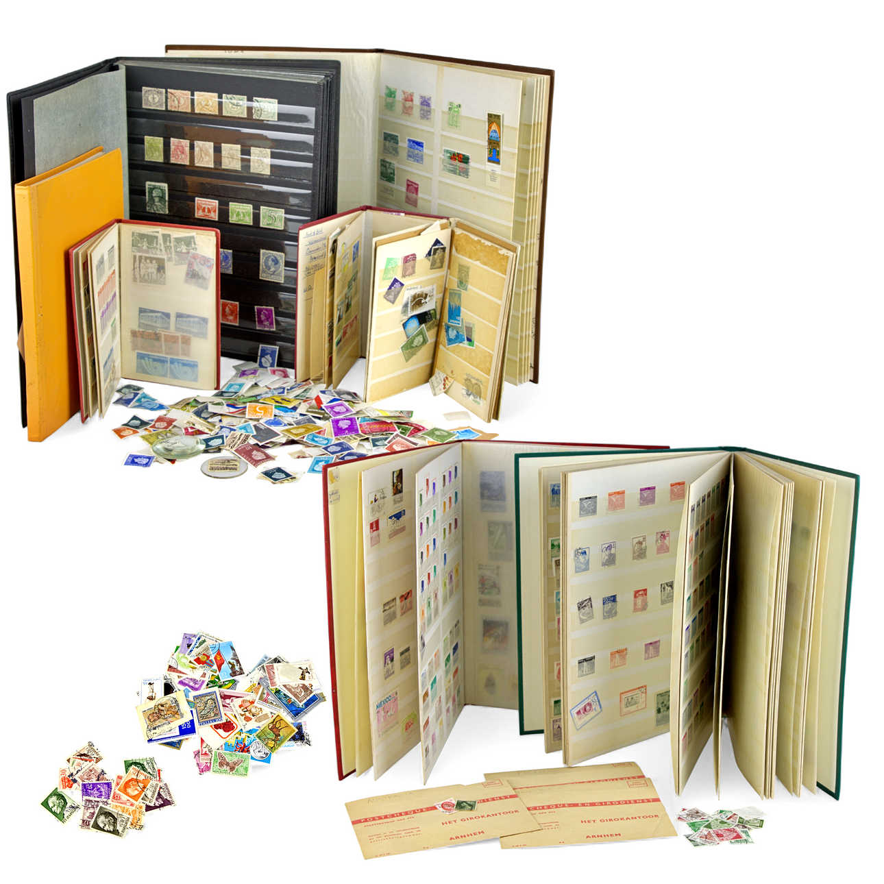 STAMPS from all over the world, in binders or unsorted, stamped, 20th century.