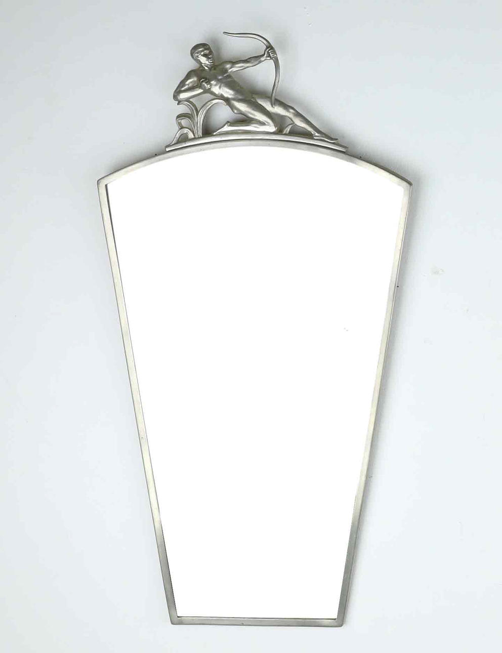 An Art Deco mirror, Pewter, 1930s.