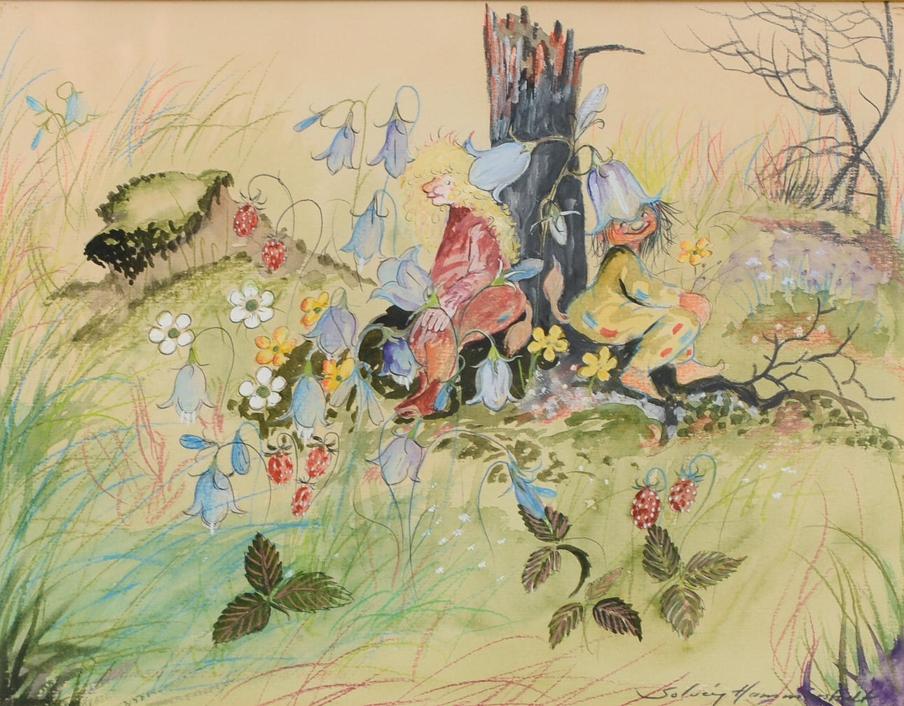 SOLVEIG HAMMARSTEDT. Mixed media, signed.