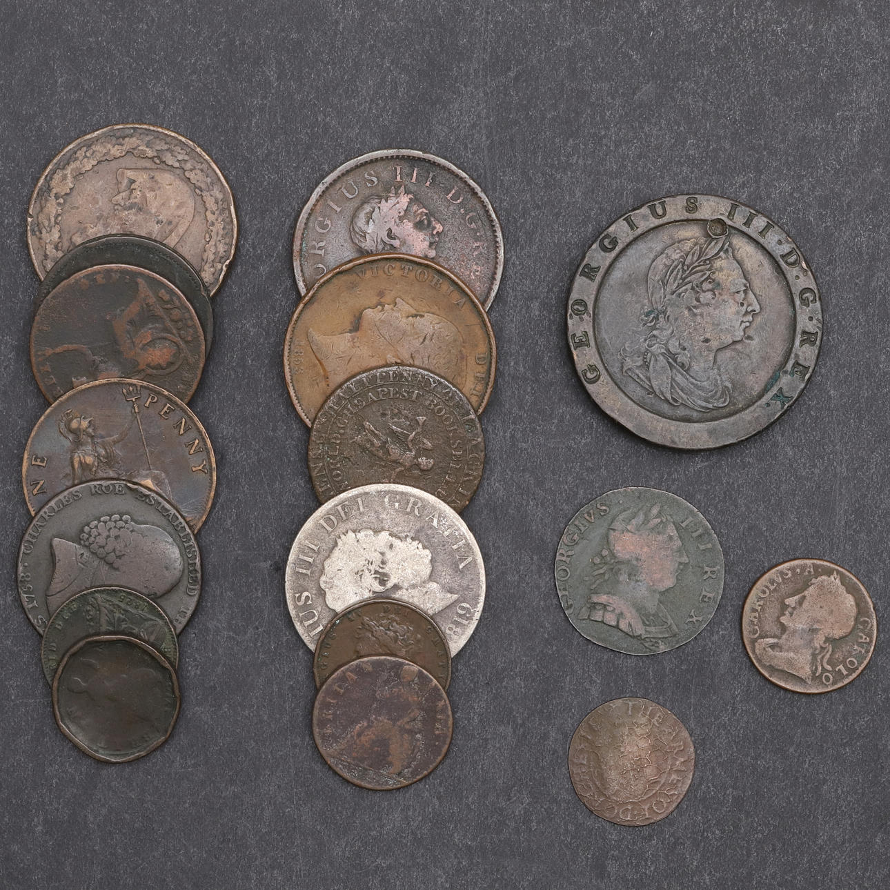 A COLLECTION OF GEORGE III AND LATER COINS TO INCLUDE COPPER. Coins ...