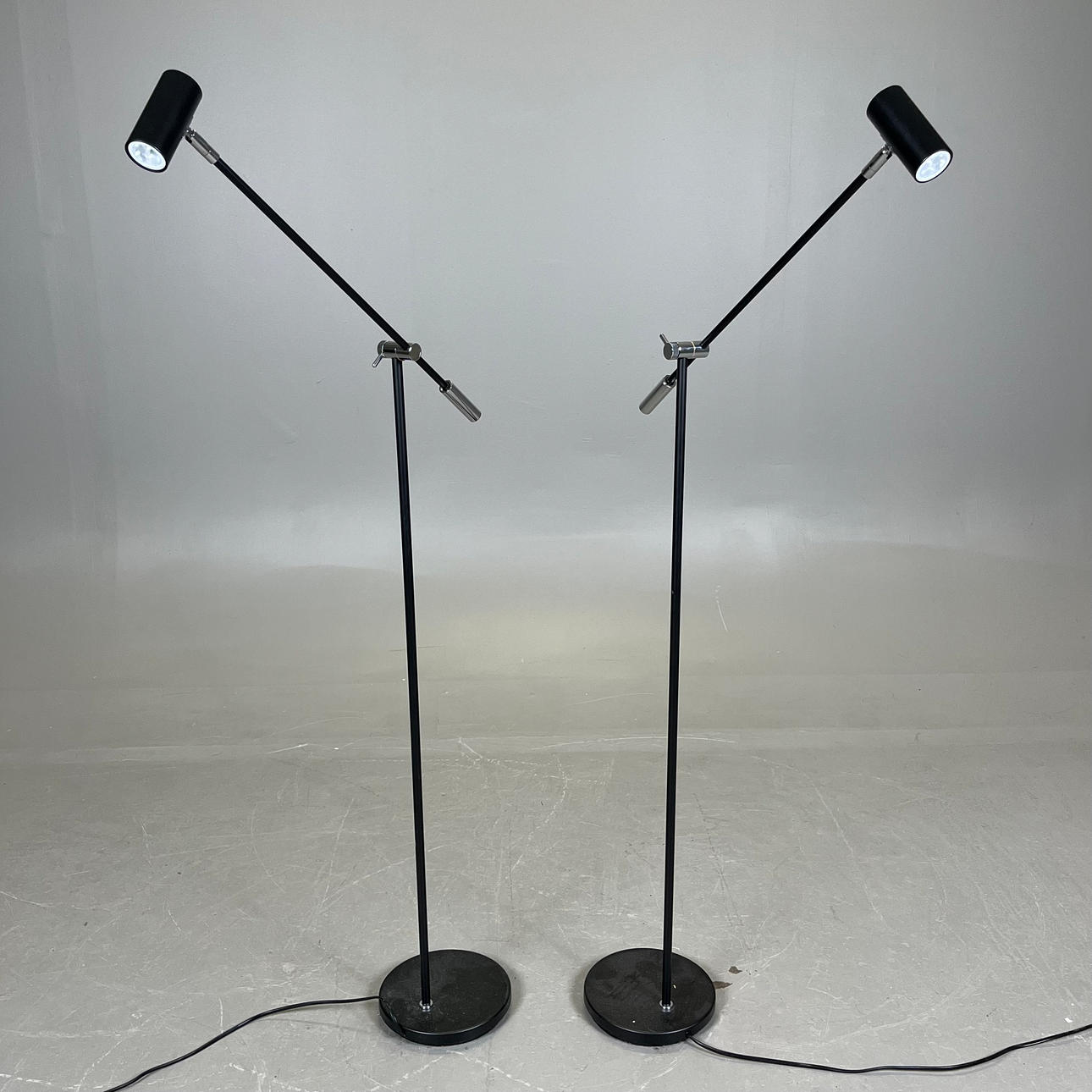 FLOOR LAMPS, a pair, metal, Belid Lightning.