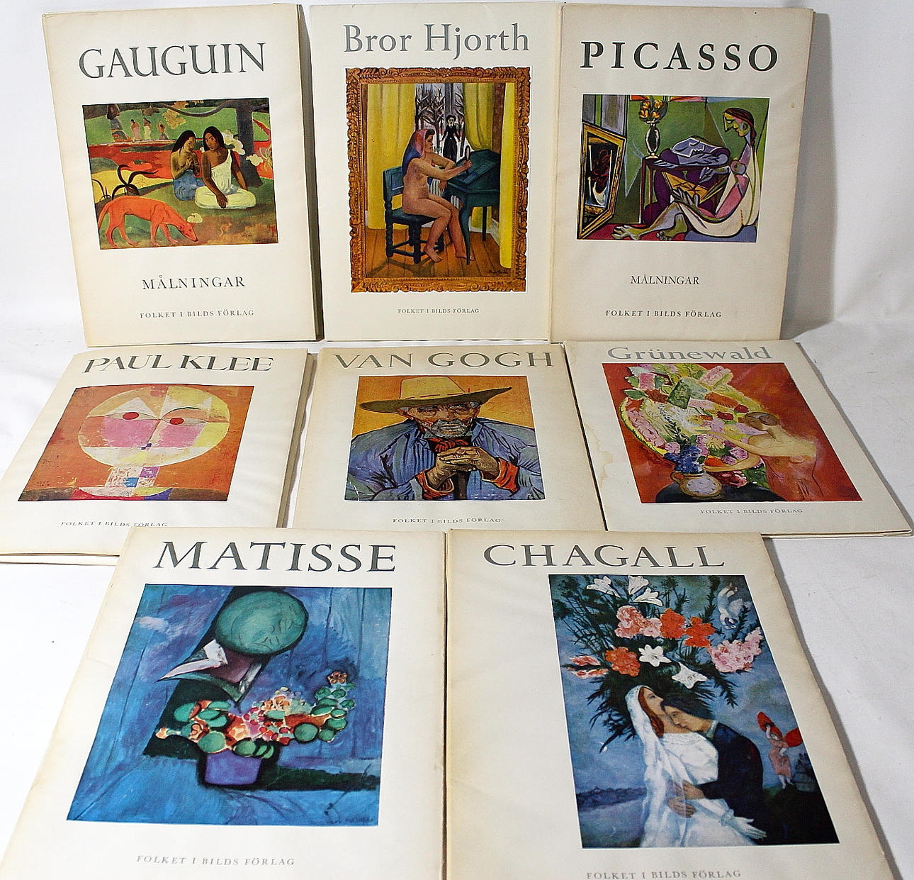 KONSTMAPPAR, 8 st, Folket i bild förlag 1956.
