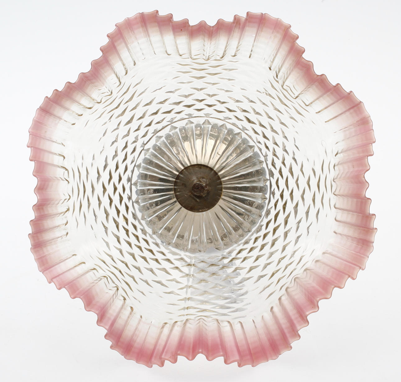 SKÅL PÅ FOT, glas och vitmetall, 1900-talets början.