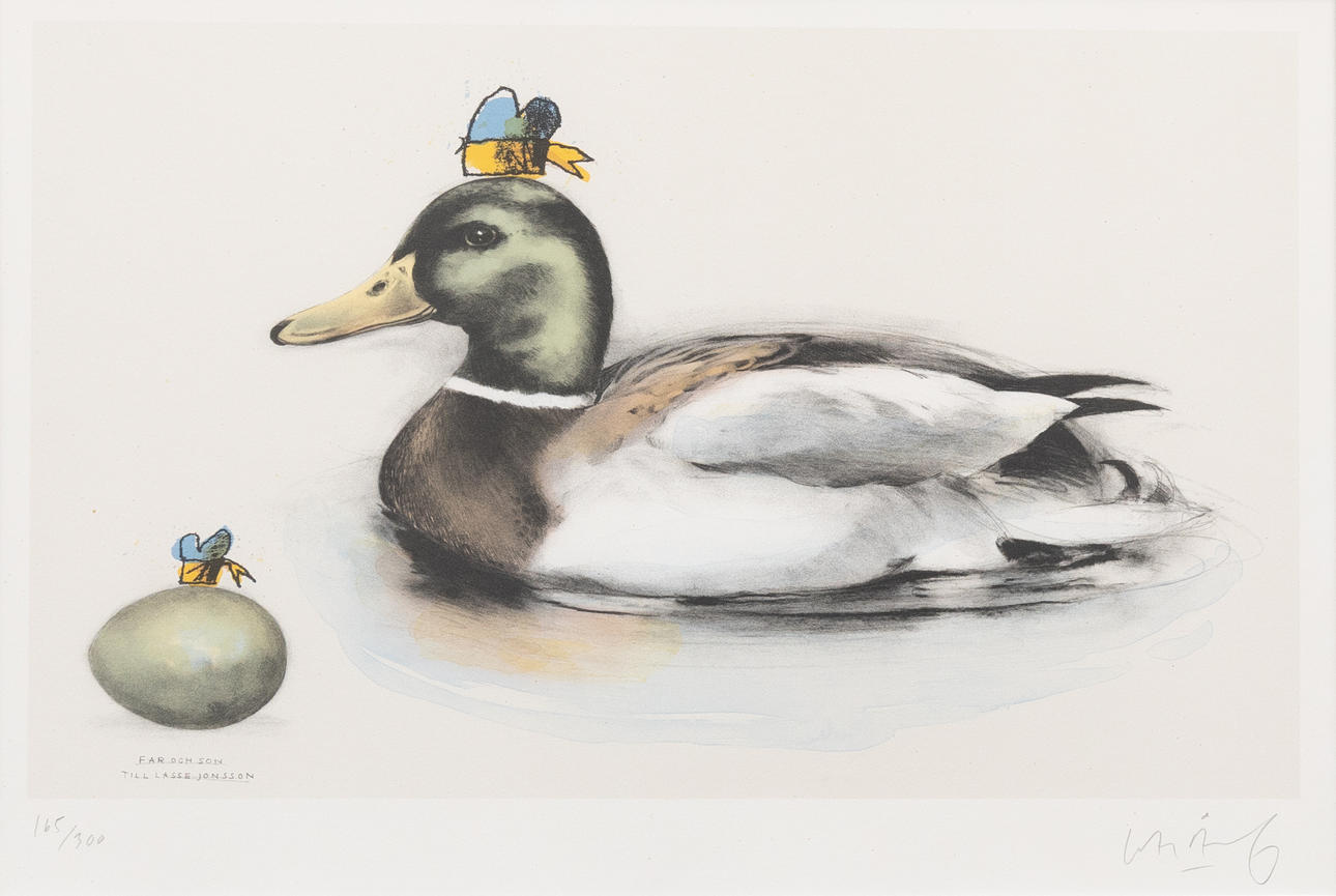 LASSE ÅBERG. Father and son, lithograph, signed and numbered.
