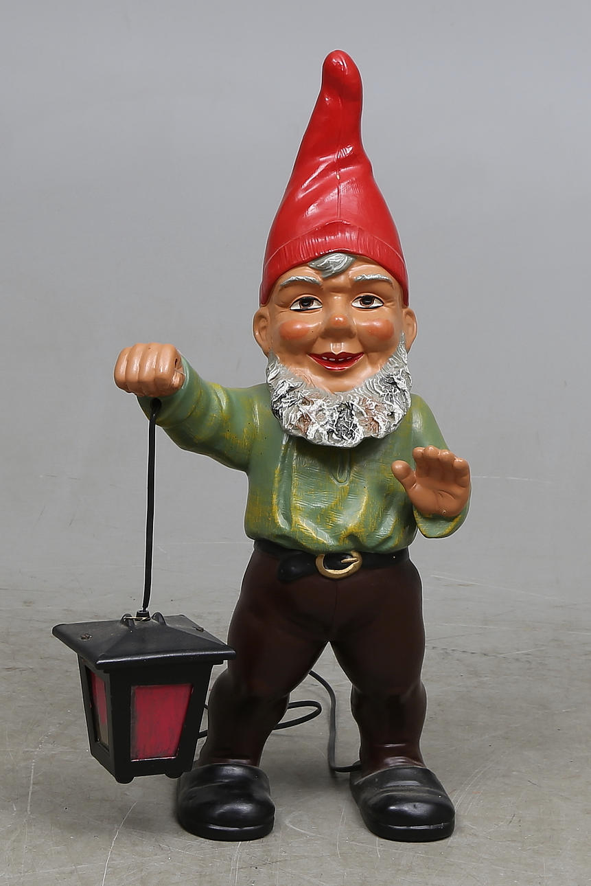 TOMTE MED LYKTA, keramik, Heissner, Tyskland, etikettmärkt.