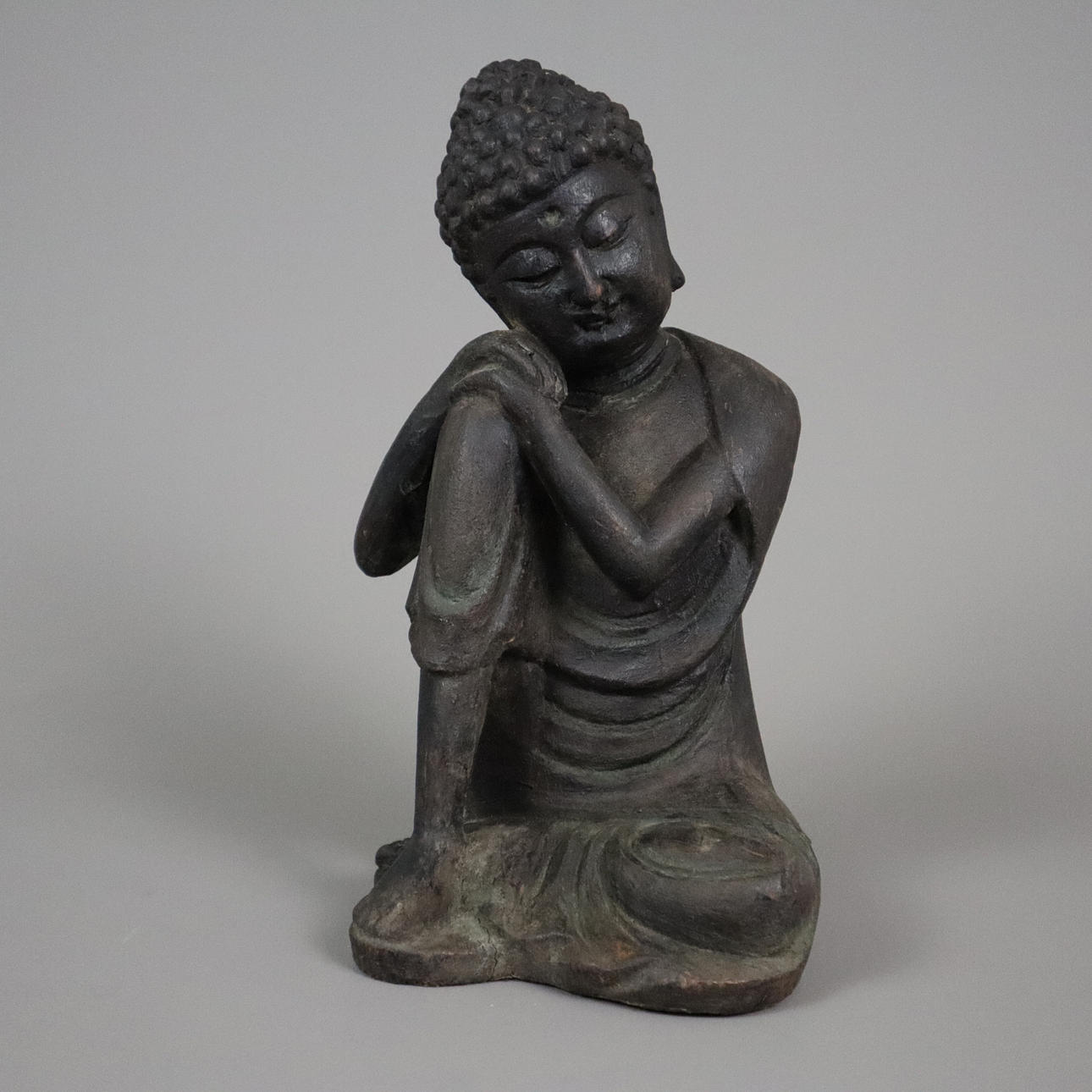 SEATED BUDDHA FIGURE - CHINA, CARVED WOOD.