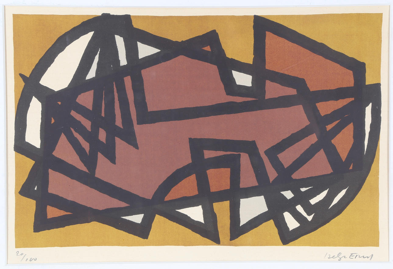 HELGE ERNST (1916-1991). Concrete composition, lithography.