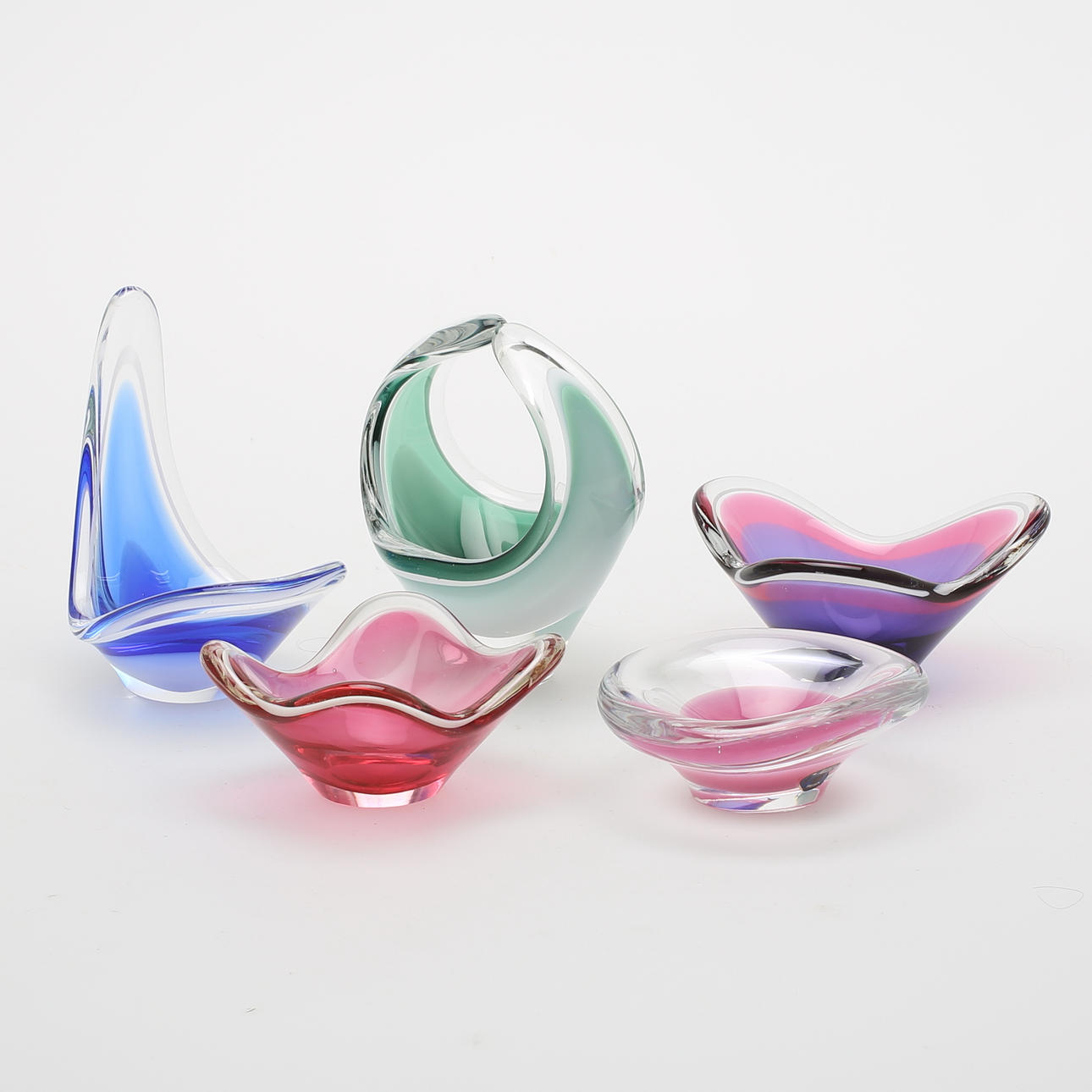 KONSTGLAS, 5 st, Coquille, Kedelv, Flygsfors, Kosta.