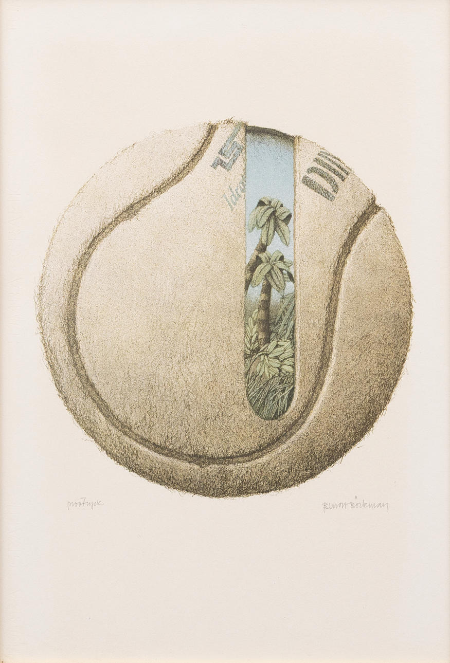 BENGT BÖCKMAN. Tennis ball, lithograph, sample print, signed.