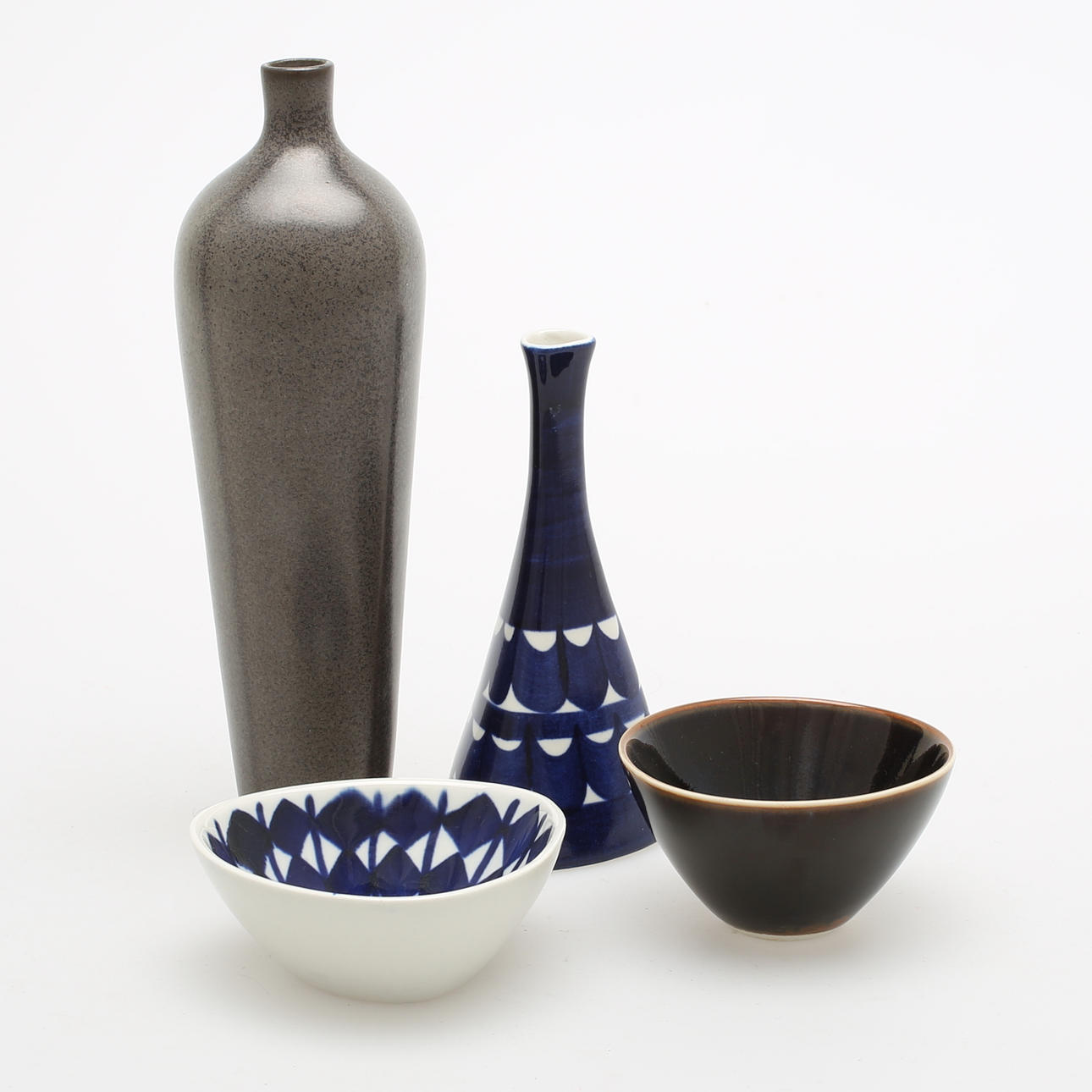 VASER, SKÅLAR, 4 st, stengods, Berndt Friberg, Karin Björquist.