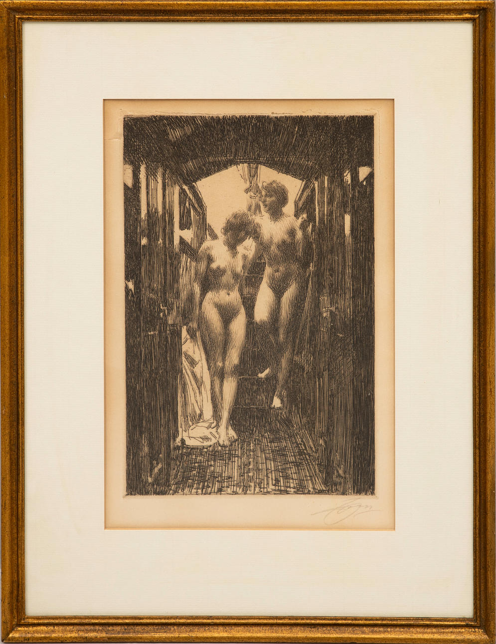 ANDERS ZORN. "Kajuta", etsning, signerad.