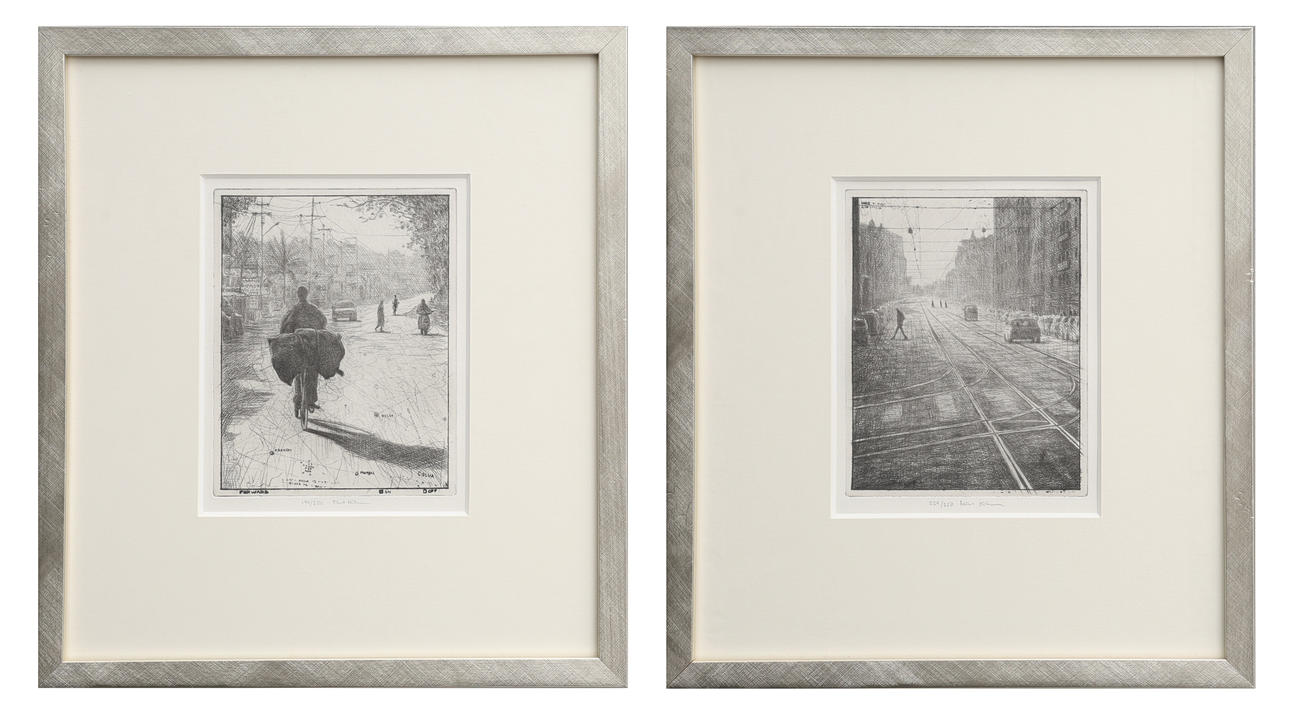 MIKAEL KIHLMAN. TWO ETCHINGS, CITY MOTIFS.
